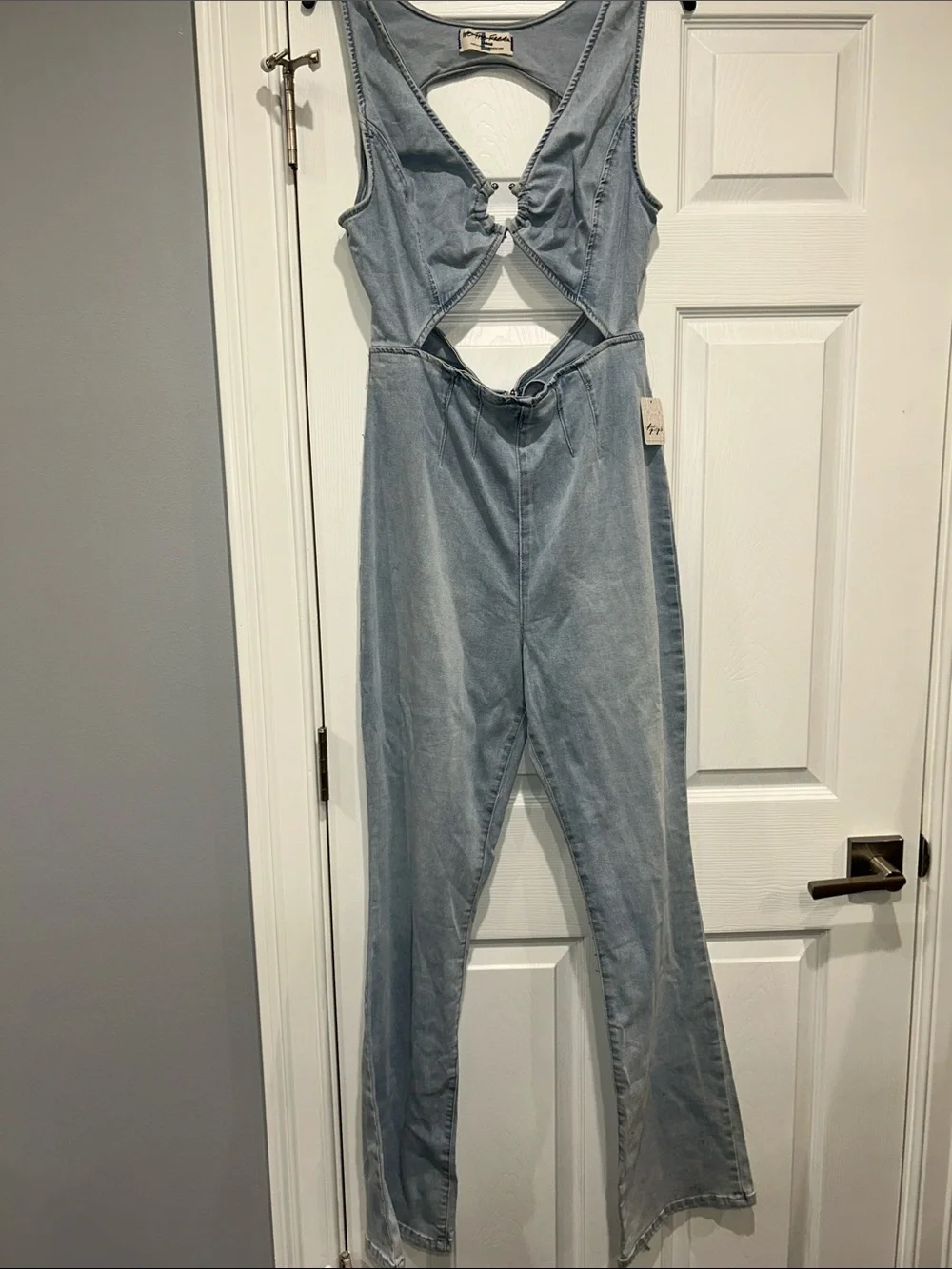 NWT Free People Ultraviolet Denim Jumpsuit Size Large Z499